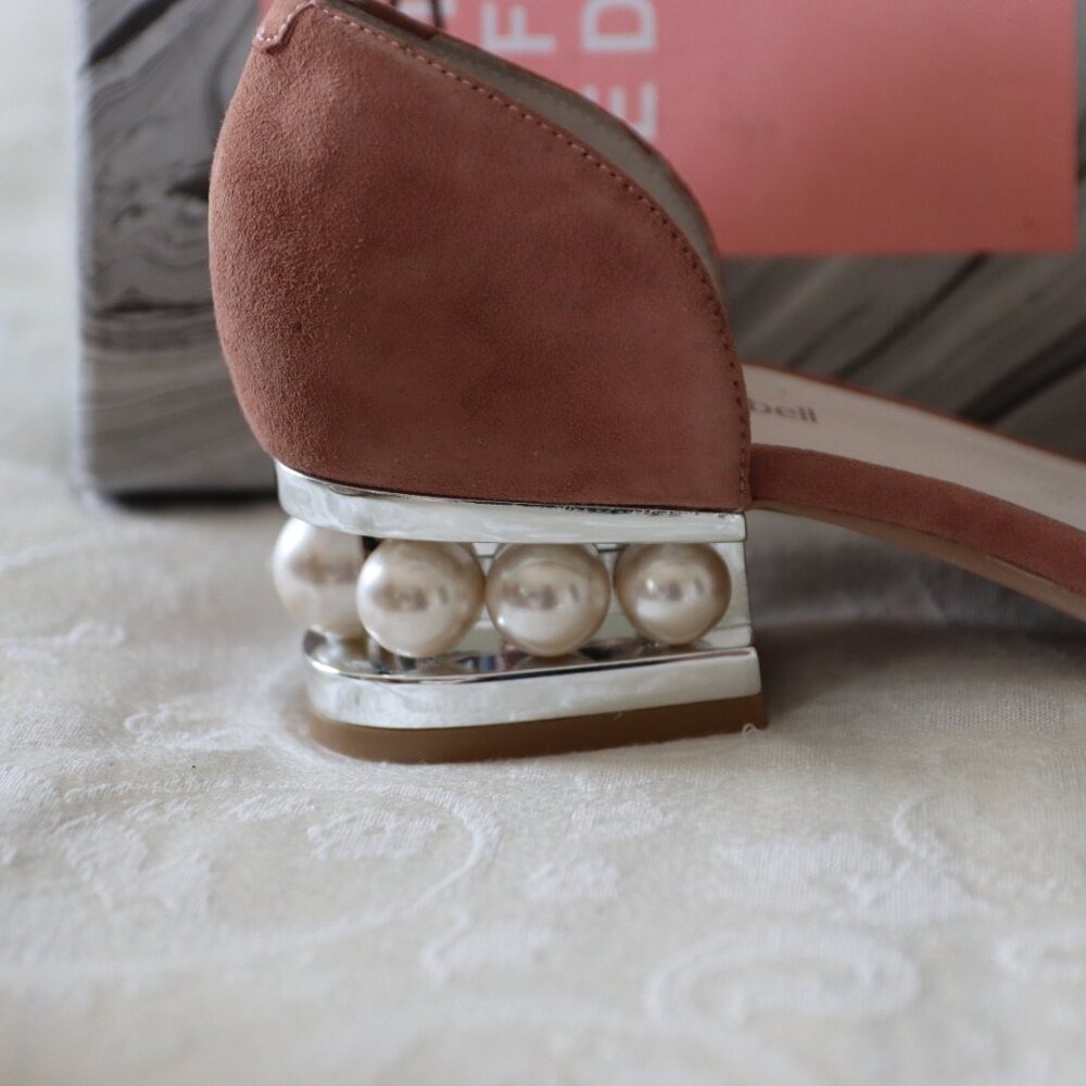 Jeffery Campbell Civil MP Dark Pink Suede/Silver Tassel Pearl Heal Size 9.5 - Picture 7 of 14